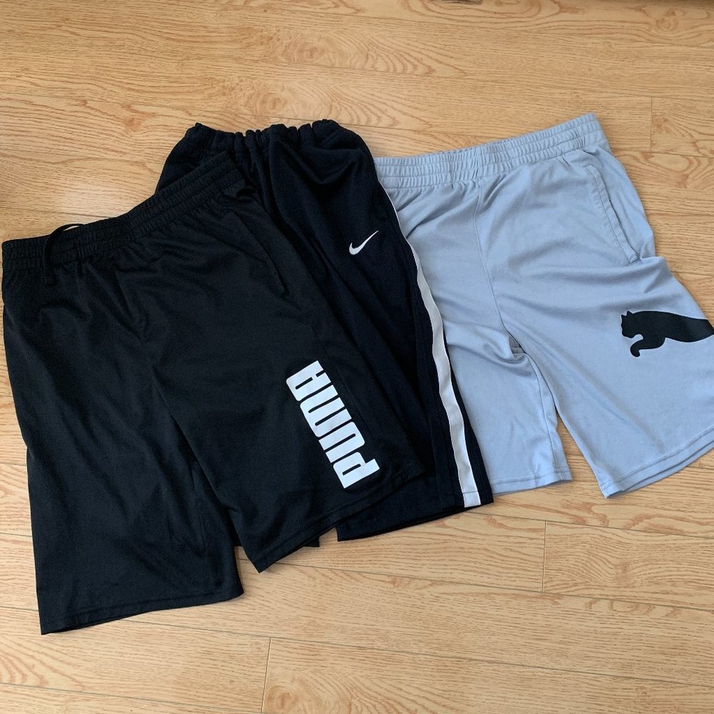 Boys Puma Nike Black Grey Gym Casual Shorts Size XXL